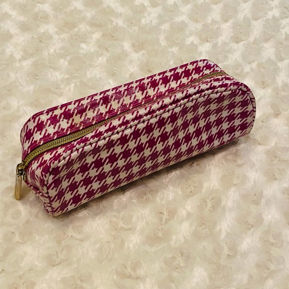 Bare Minerals Pink Houndstooth Cosmetic Makeup Bag Case - Picture 1 of 6